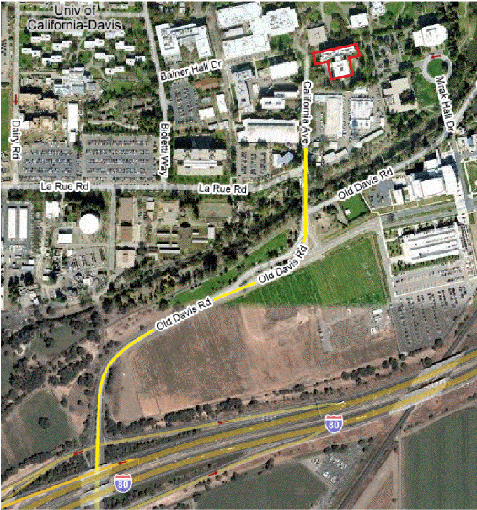 freeway to physics building map
